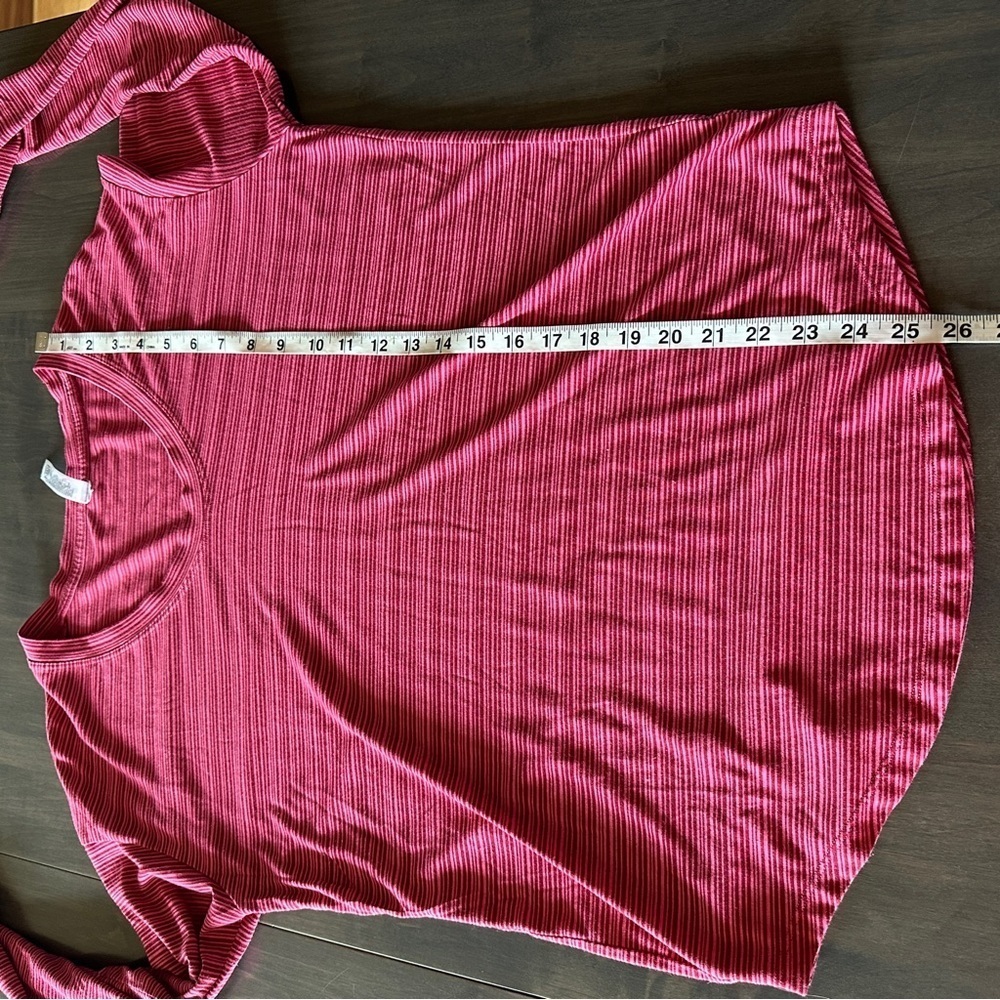 Athleta Pink Red Striped Long Sleeve Top M - Picture 8 of 10